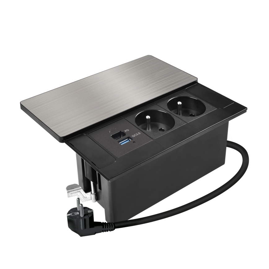 Εντοιχιζόμενη πρίζα 65W με 2 υποδοχές + USB-A + USB-C