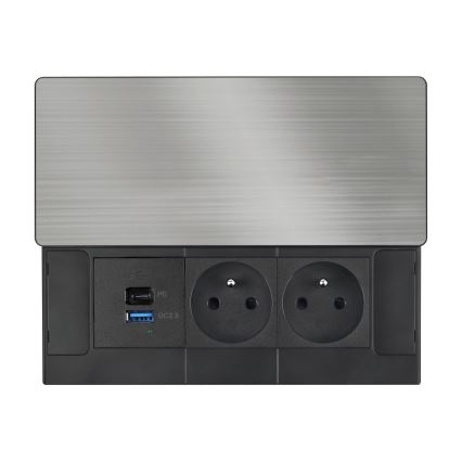 Εντοιχιζόμενη πρίζα 65W με 2 υποδοχές + USB-A + USB-C