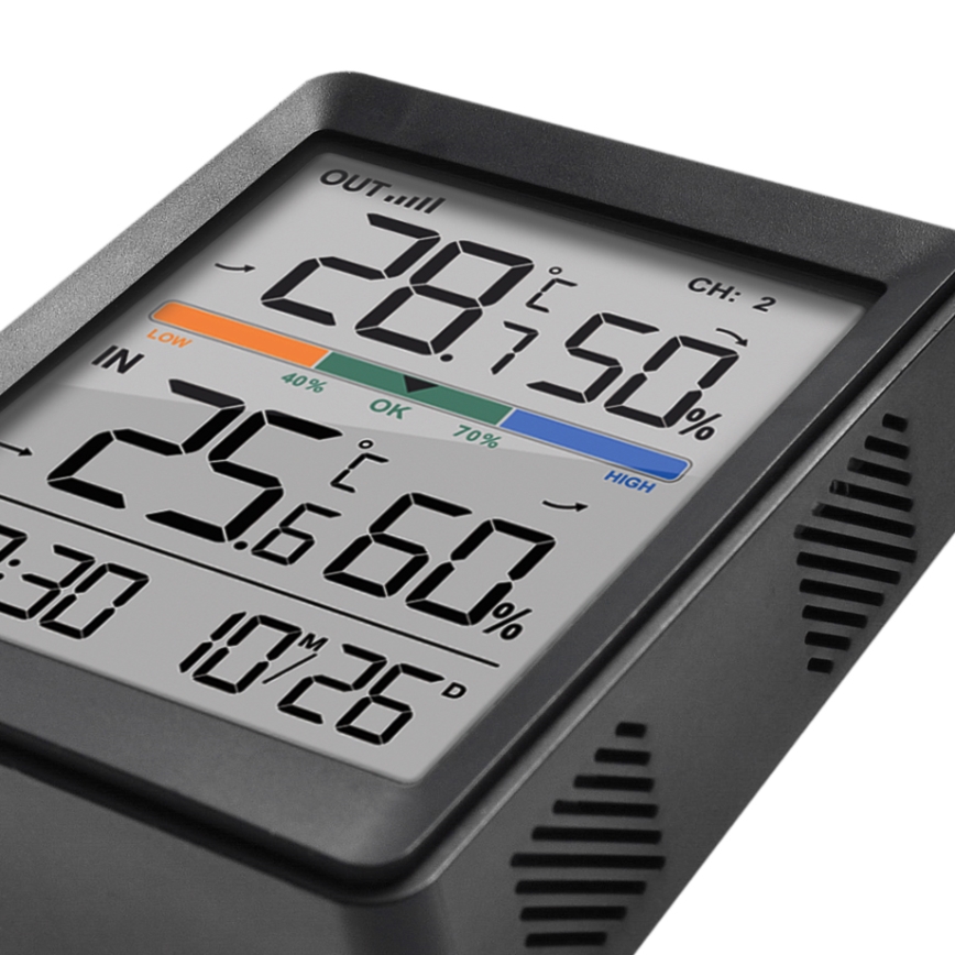 Μετεωρολογικός σταθμός με ξυπνητήρι 2xAAA + 2xAAA μαύρο