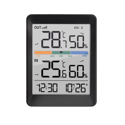 Μετεωρολογικός σταθμός με ξυπνητήρι 2xAAA + 2xAAA μαύρο