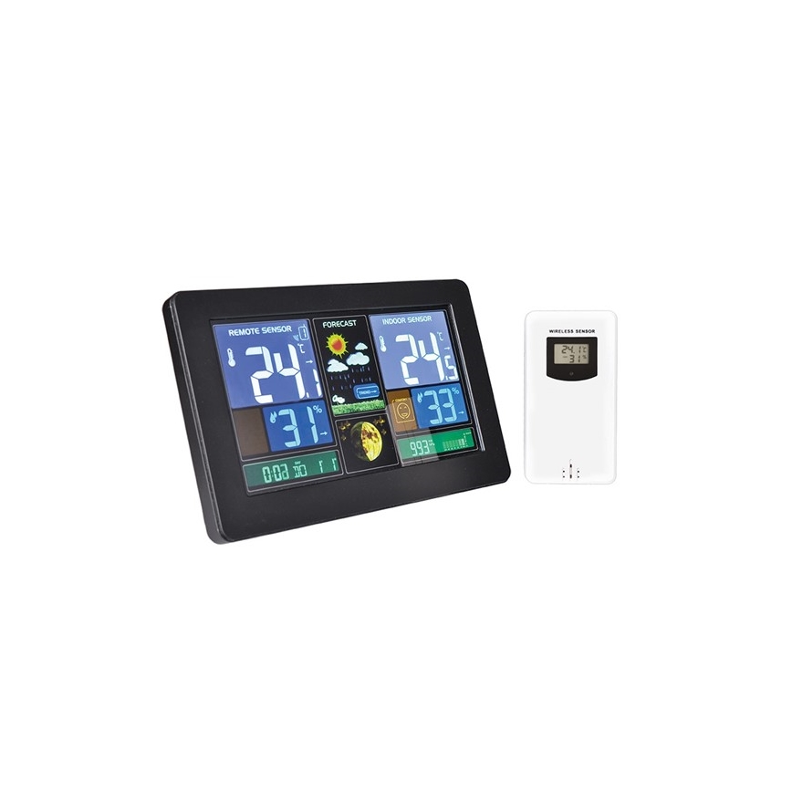 Μετεωρολογικός σταθμός με οθόνη LCD USB 5V/2xAAA + 2xAAA φόρτιση μαύρο