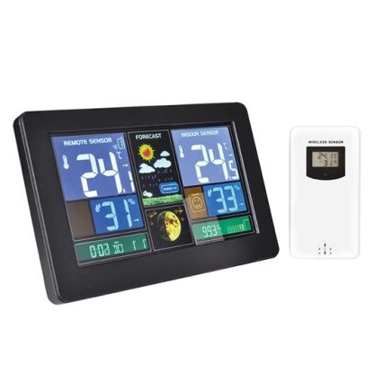 Μετεωρολογικός σταθμός με οθόνη LCD USB 5V/2xAAA + 2xAAA φόρτιση μαύρο