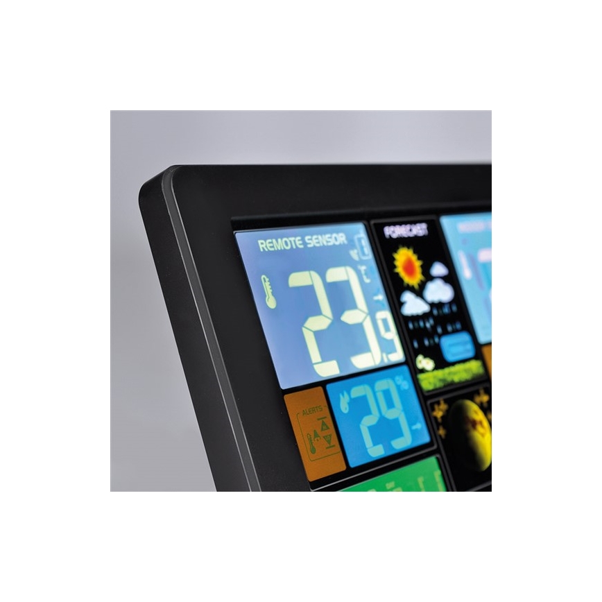 Μετεωρολογικός σταθμός με οθόνη LCD USB 5V/2xAAA + 2xAAA φόρτιση μαύρο