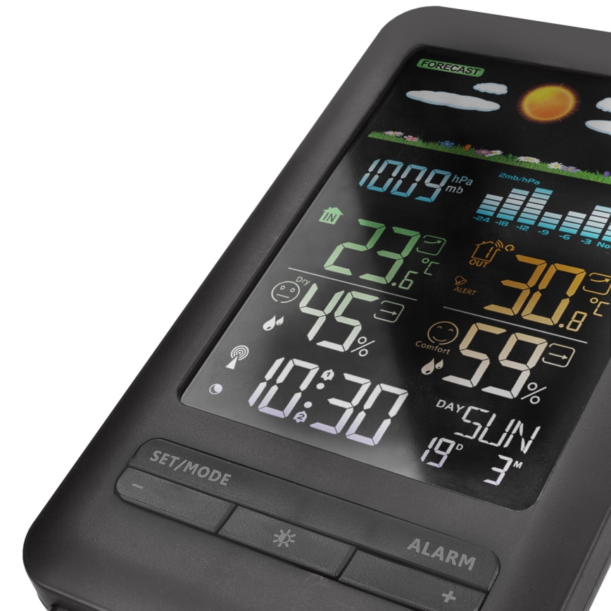 Μετεωρολογικός σταθμός με οθόνη LCD 2xAA + 2xAA μαύρο