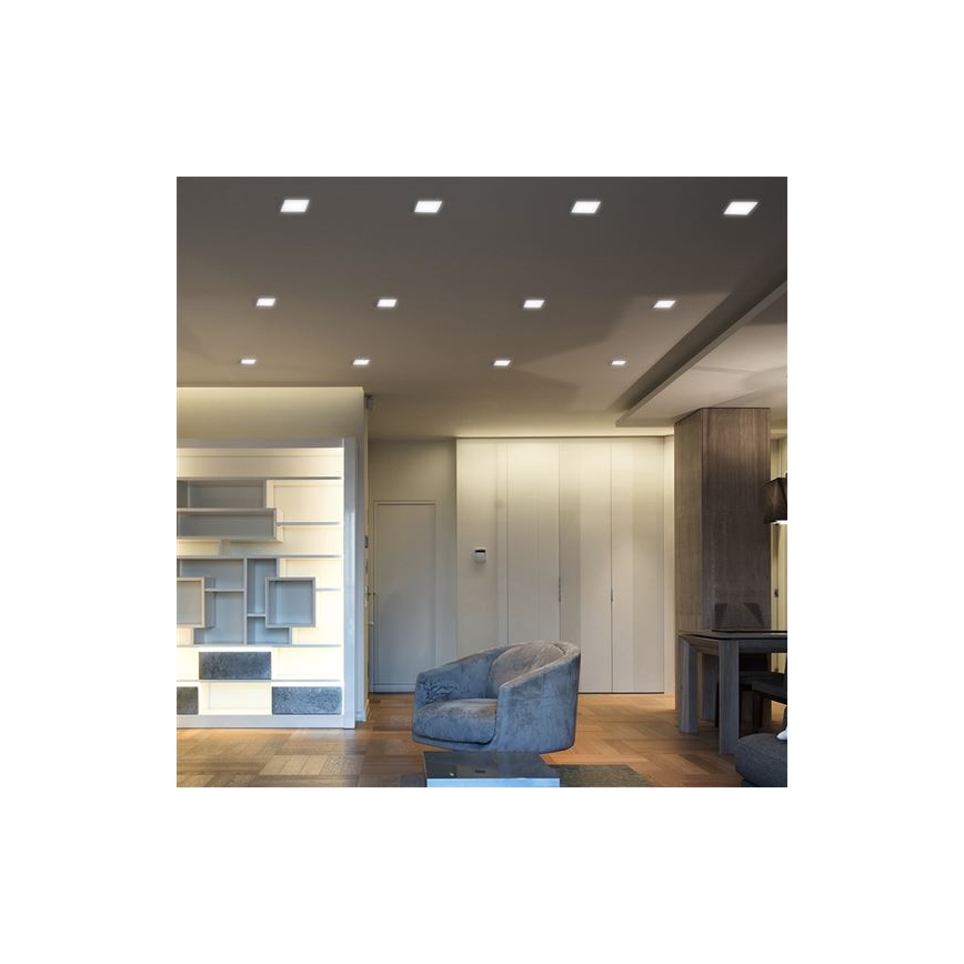 LED φωτιστικό για ψευδοροφή, 12W, 230V, 3000/4000/6000K, 17x17 cm, λευκό