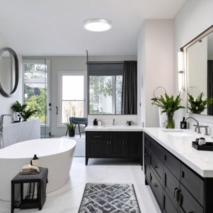 LED Επιφανειακό/ψευδοροφητικό πάνελ 2 σε 1 18W/230V 3000/4000/6000K Ø 22,5 cm IP54 ασημί