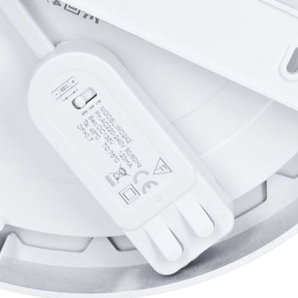 LED Επιφανειακό/ψευδοροφητικό πάνελ 2 σε 1 18W/230V 3000/4000/6000K Ø 22,5 cm IP54 ασημί