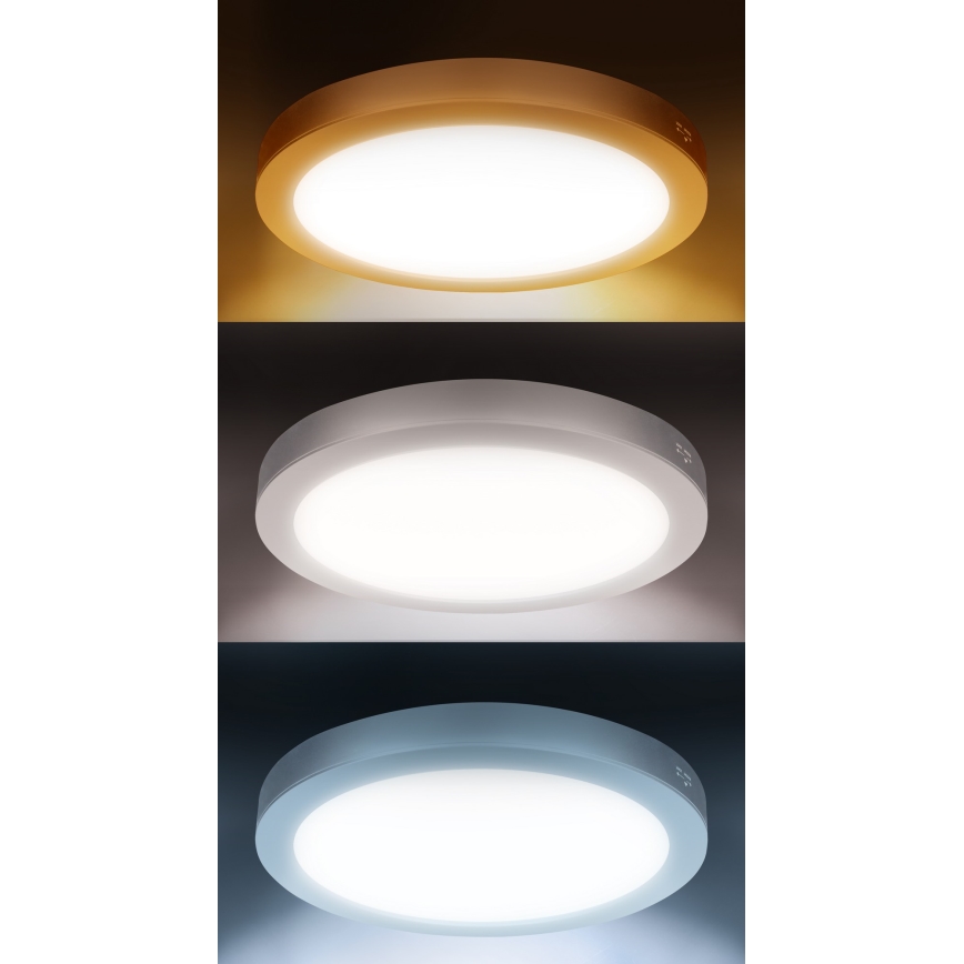LED επιφανειακό/εντοιχισμένο πάνελ 2-σε-1 18W/230V 3000/4000/6000K διάμ. 22,5 εκ. IP54 λευκό