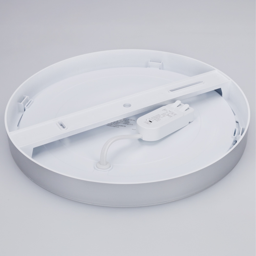 LED πάνελ επιφανειακής/εντοιχισμένης τοποθέτησης 2-σε-1 24W/230V 3000/4000/6000K Ø 30 cm IP54 ασημί