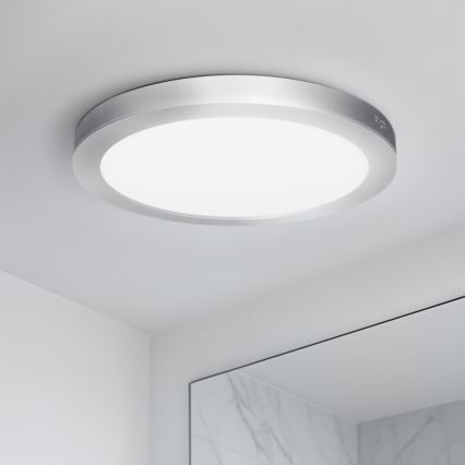 LED πάνελ επιφανειακής/εντοιχισμένης τοποθέτησης 2-σε-1 24W/230V 3000/4000/6000K Ø 30 cm IP54 ασημί