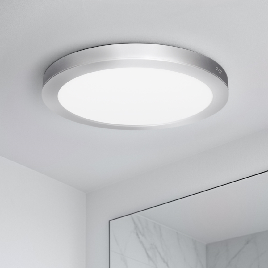 LED πάνελ επιφανειακής/εντοιχισμένης τοποθέτησης 2-σε-1 24W/230V 3000/4000/6000K Ø 30 cm IP54 ασημί