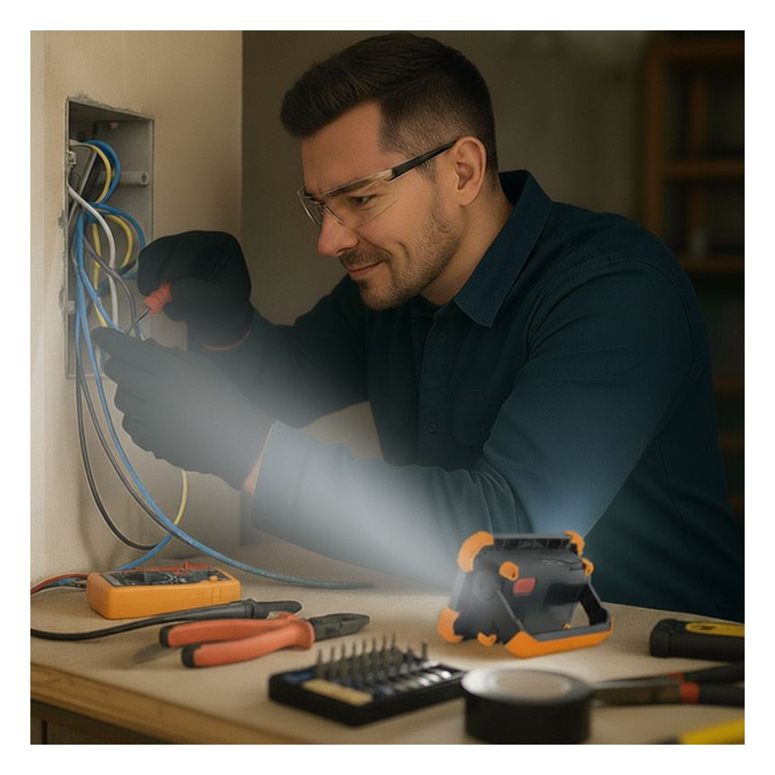 Επαναφορτιζόμενος LED προβολέας LED/10W/3,7V 4400 mAh