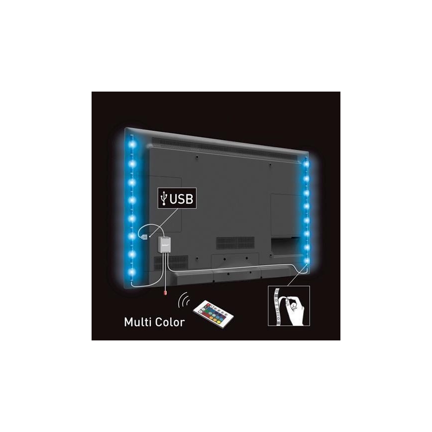 ΣΕΤ 2x Ταινία LED RGB για TV με τηλεχειριστήριο IP65 LED/USB 50cm