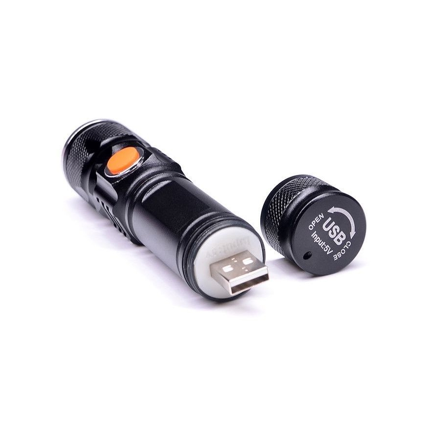 Επαναφορτιζόμενος φακός LED USB LED/3W/3,7V IP44