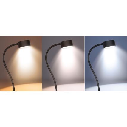LED Dimming εύκαμπτο επαναφορτιζόμενο Επιτραπέζιο φωτιστικό με κλιπ LED/2W/1800 mAh 3000/4000/6500K μαύρο