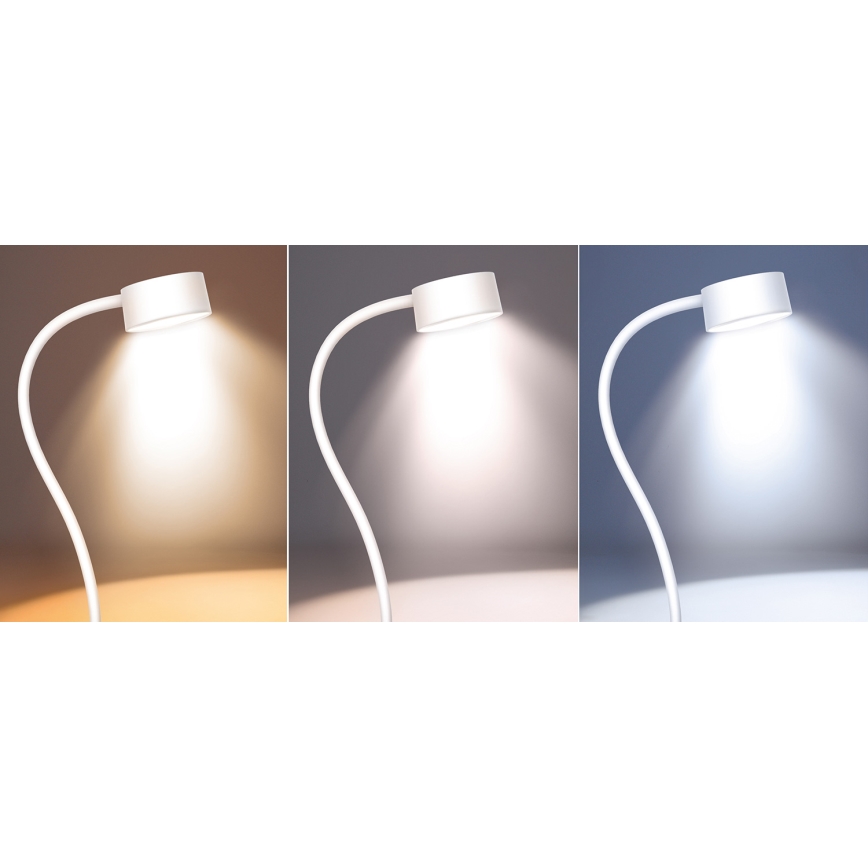 LED Dimming εύκαμπτο επαναφορτιζόμενο Επιτραπέζιο φωτιστικό με κλιπ LED/2W/1800 mAh 3000/4000/6500K λευκό
