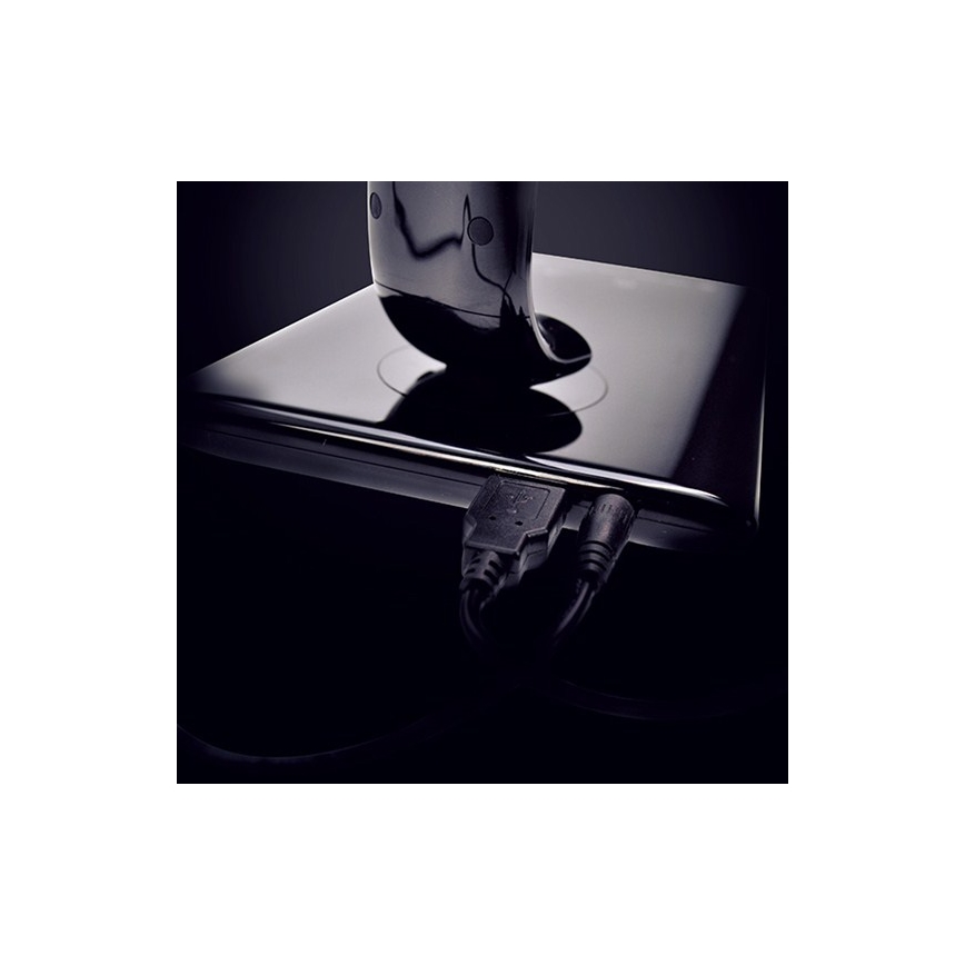 LED Eπιτραπέζια λάμπα dimmer με υποδοχή USB LED/12W/230V μαύρο