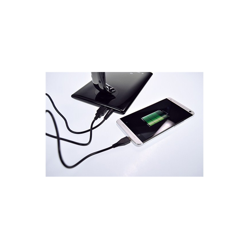 LED Eπιτραπέζια λάμπα dimmer με υποδοχή USB LED/12W/230V μαύρο