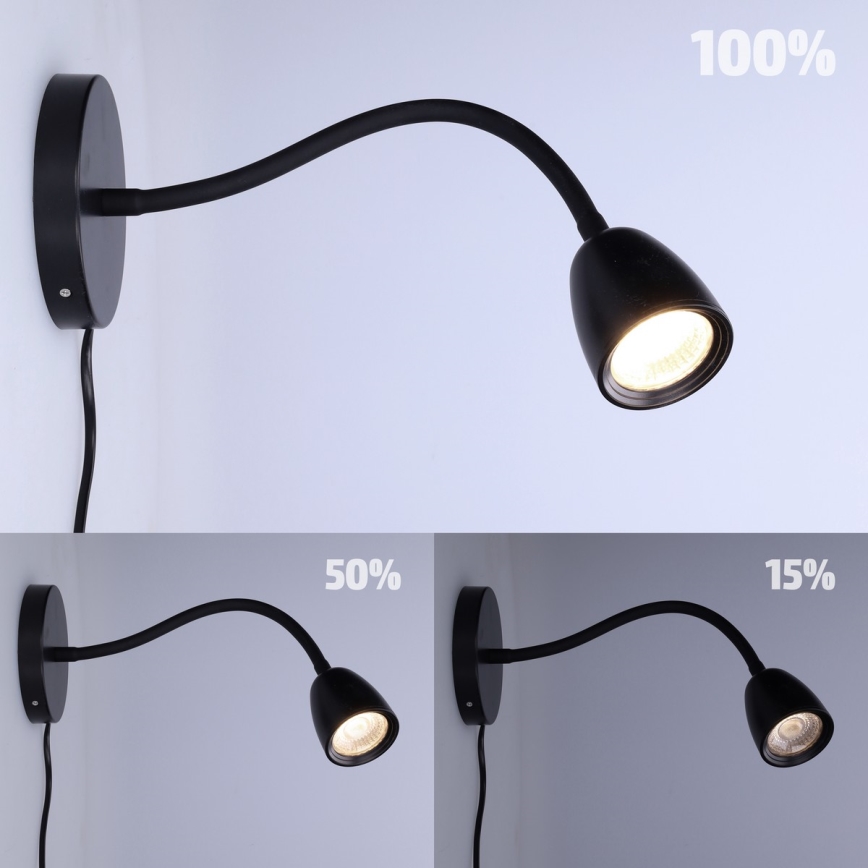 LED Dimming τοίχου μικρό φωτιστικό LED/4W/230V μαύρο