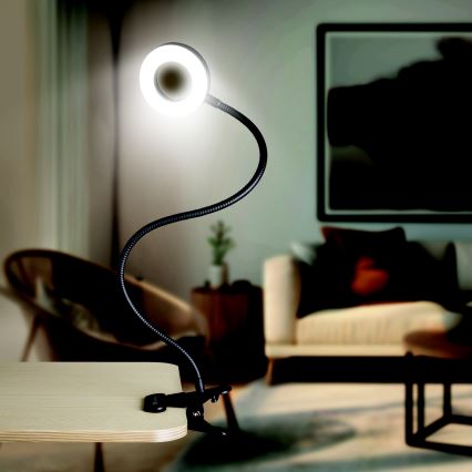 Ρυθμιζόμενη επιτραπέζια LED λάμπα με κλιπ LED/8W/230V 3000/4000/5000K μαύρη
