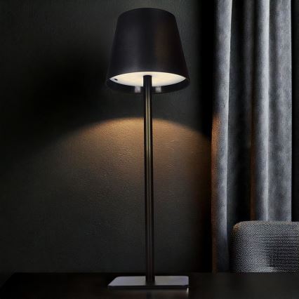 Επιτραπέζιο LED φωτιστικό LUCCA — ρυθμιζόμενο, επαναφορτιζόμενο με χειρισμό αφής, LED/3,7V 3000/4000/6500K 2000 mAh μαύρο