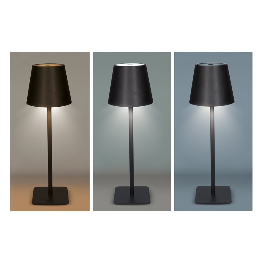 Επιτραπέζιο LED φωτιστικό LUCCA — ρυθμιζόμενο, επαναφορτιζόμενο με χειρισμό αφής, LED/3,7V 3000/4000/6500K 2000 mAh μαύρο