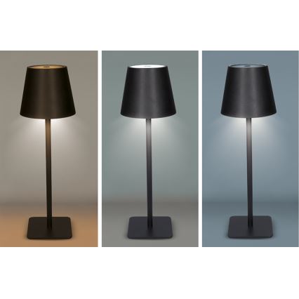 Επιτραπέζιο LED φωτιστικό LUCCA — ρυθμιζόμενο, επαναφορτιζόμενο με χειρισμό αφής, LED/3,7V 3000/4000/6500K 2000 mAh μαύρο