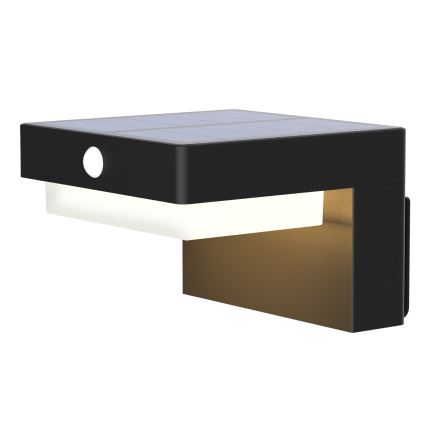 LED Ηλιακό Επιτοίχιο Φωτιστικό με Αισθητήρα Κίνησης και Λυκόφωτος PALERMO LED/5W/3,7V 2000 mAh IP54 μαύρο