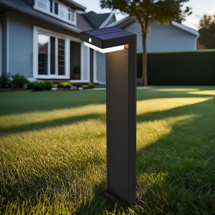 Ηλιακός LED φωτισμός με αισθητήρα κίνησης και λυκόφωτος PALERMO LED/5W/5V 2000 mAh IP54 μαύρο