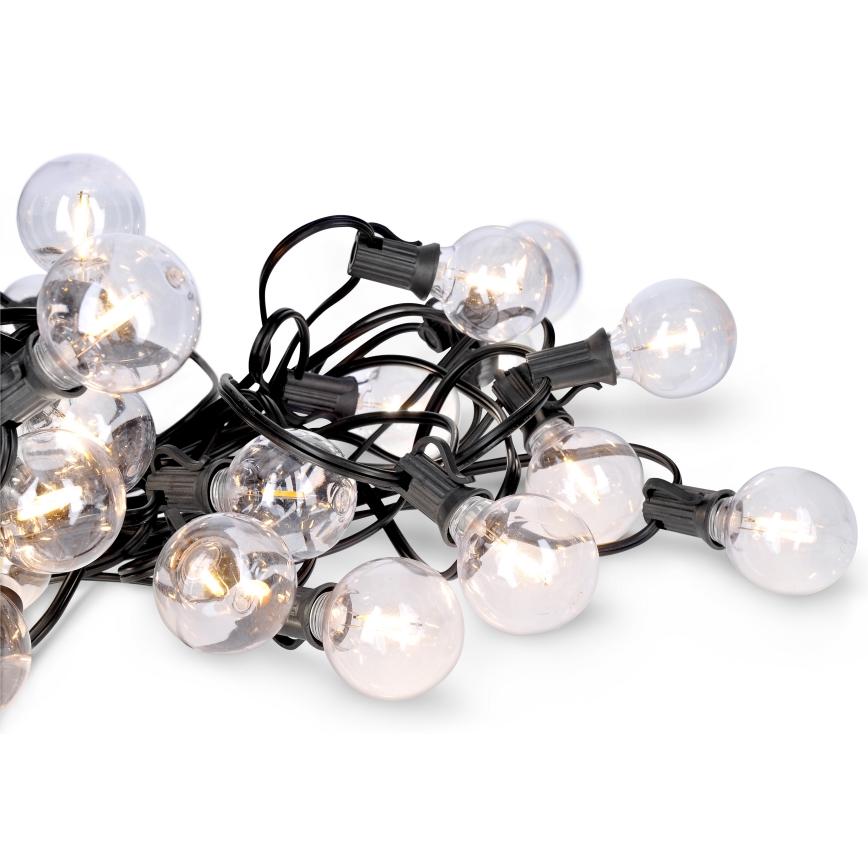 LED Εξωτερική διακοσμητική γιρλάντα GIRLANDA 25xE12 20m IP44 θερμό λευκό