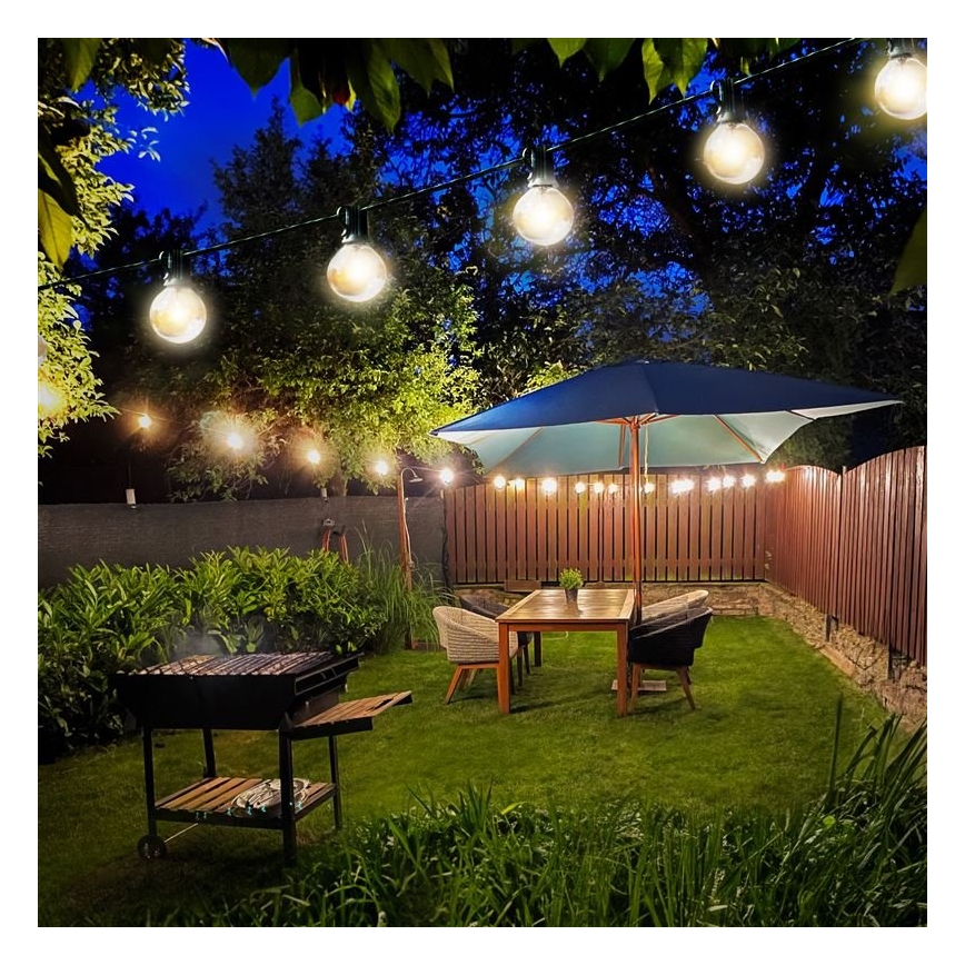 LED εξωτερική διακοσμητική γιρλάντα GIRLANDA 25xE12 20m IP44 θερμό λευκό