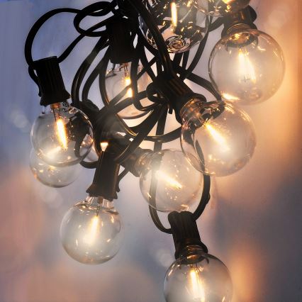 LED εξωτερική διακοσμητική γιρλάντα GIRLANDA 25xE12 20m IP44 θερμό λευκό
