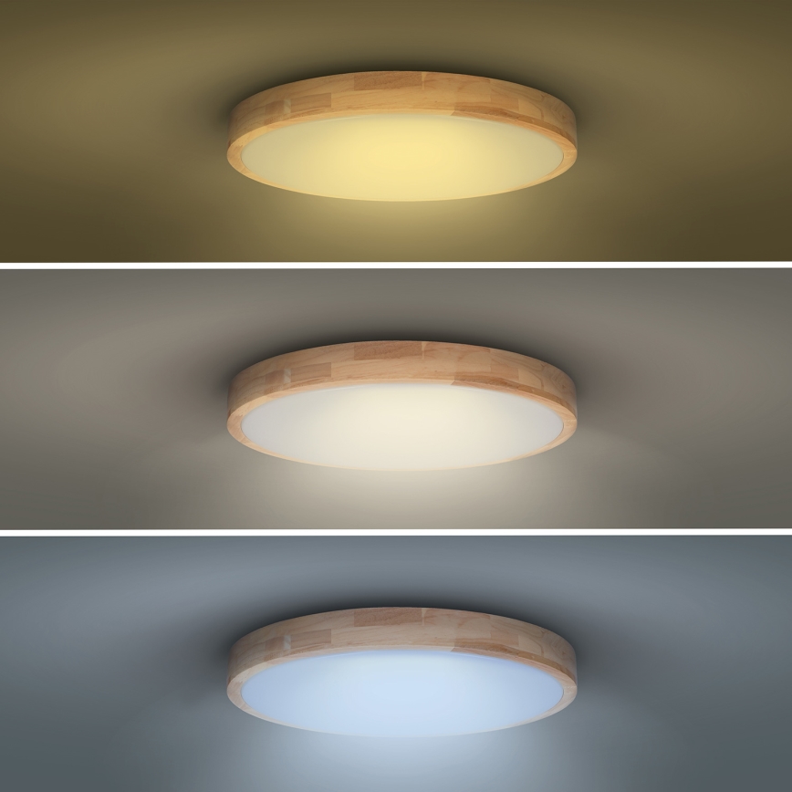 LED Dimmable φωτιστικό οροφής SOLID OAK LED/48W/230V 3000-6500K δρυς διάμετρος 39 cm + τηλεχειριστήριο