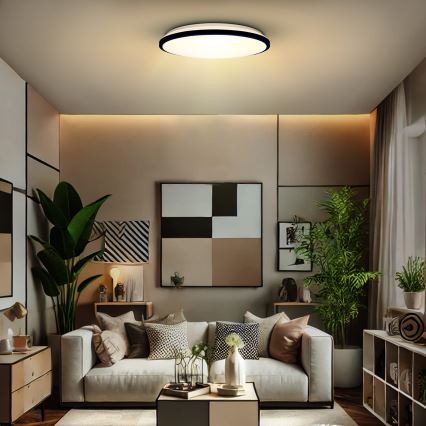 LED Dimmable φωτιστικό οροφής JAMIL LED/48W/230V 3000-6500K μαύρο + τηλεχειριστήριο