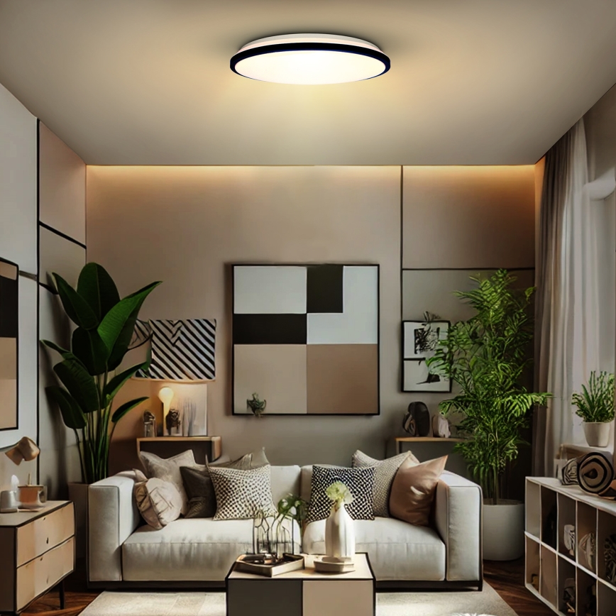 LED Dimmable φωτιστικό οροφής JAMIL LED/48W/230V 3000-6500K μαύρο + τηλεχειριστήριο