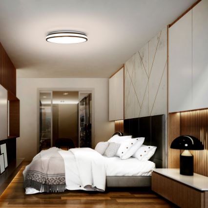 LED Dimmable φωτιστικό οροφής LASKOS LED/48W/230V 3000-6500K μαύρο + τηλεχειριστήριο