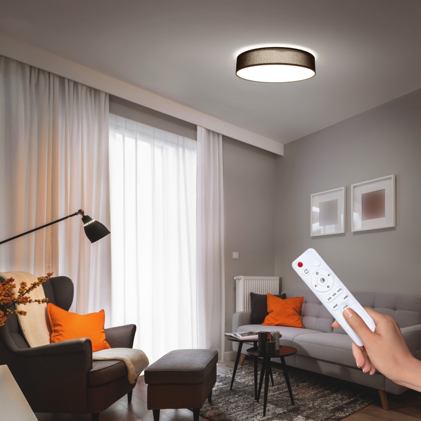LED Dimmable φωτιστικό οροφής PENLEY LED/48W/230V 3000-6500K διάμετρος 40 cm μαύρο + τηλεχειριστήριο