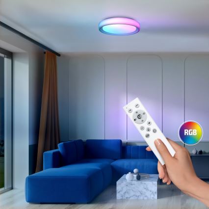 LED RGB dimmable φωτιστικό οροφής FLOCO LED/30W/230V 3000-6500K + RGB/6W διάμετρος 40cm + τηλεχειριστήριο