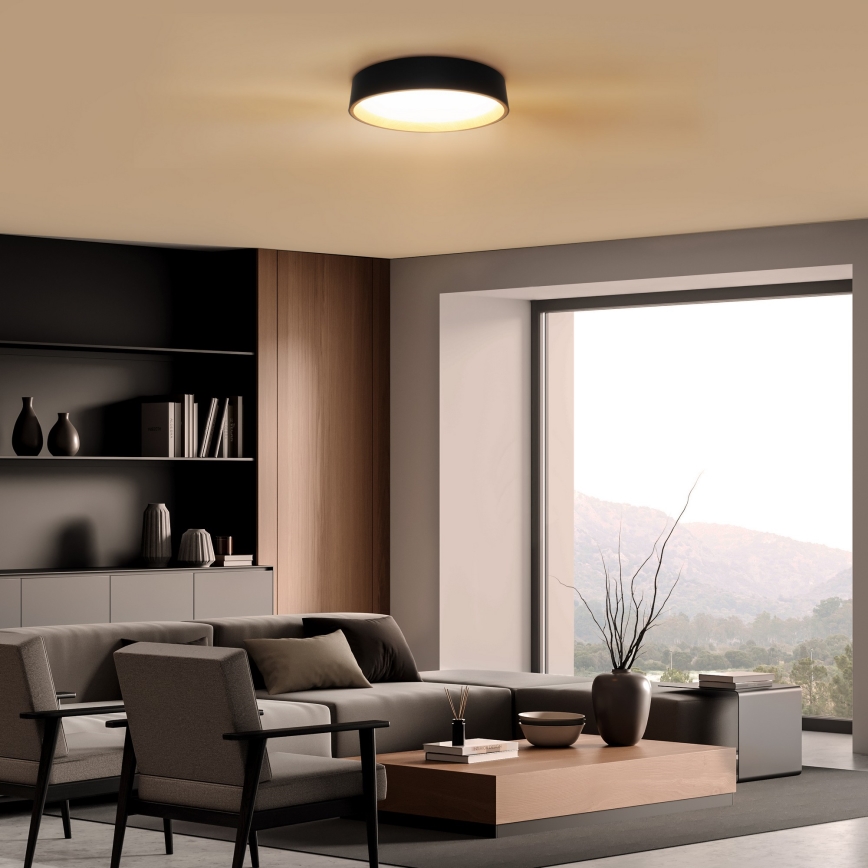 LED Dimmable φωτιστικό οροφής LARIOS LED/48W/230V 3000-6500K διάμετρος 39 cm μαύρο + τηλεχειριστήριο