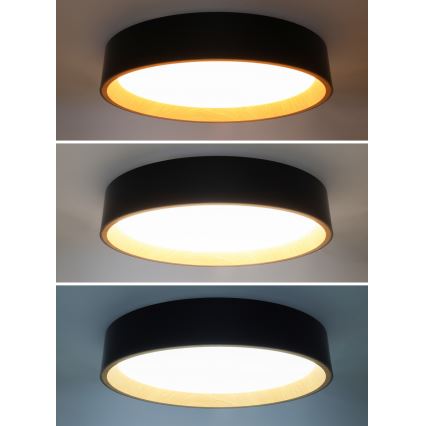 LED Dimmable φωτιστικό οροφής LARIOS LED/48W/230V 3000-6500K διάμετρος 39 cm μαύρο + τηλεχειριστήριο