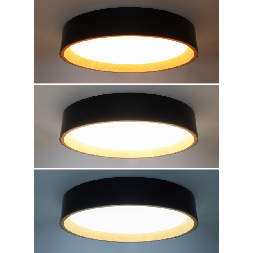 LED Dimmable φωτιστικό οροφής LARIOS LED/48W/230V 3000-6500K διάμετρος 39 cm μαύρο + τηλεχειριστήριο