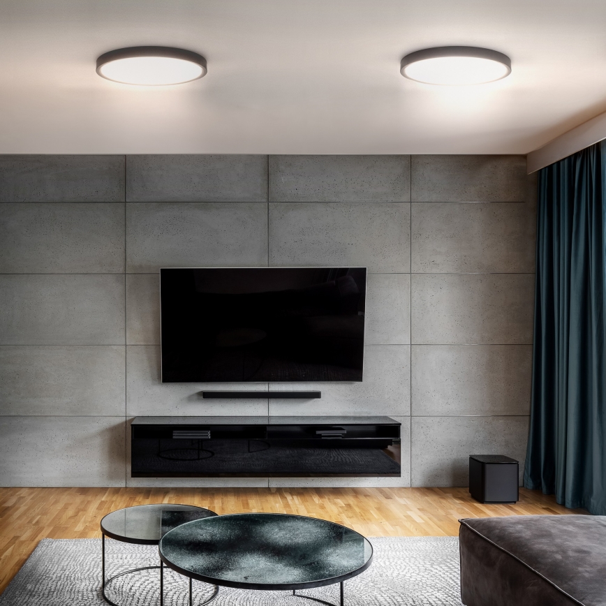 LED Ρυθμιζόμενο Φωτιστικό Οροφής ESTELA LED/36W/230V Ø30 εκ. Μαύρο + Τηλεχειριστήριο