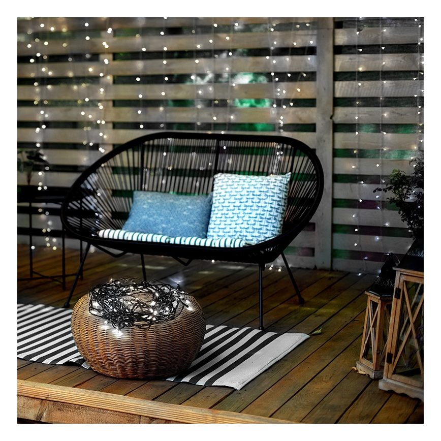 Χριστουγεννιάτικα λαμπάκια εξωτερικού χώρου LED 100xLED/8 λειτουργίες IP44 13m ψυχρό λευκό