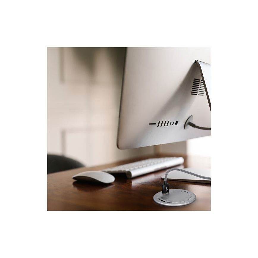 Χωνευτή πρίζα USB με καπάκι 230V