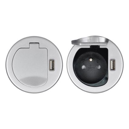 Χωνευτή πρίζα USB με καπάκι 230V