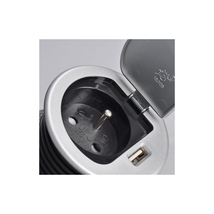 Χωνευτή πρίζα USB με καπάκι 230V