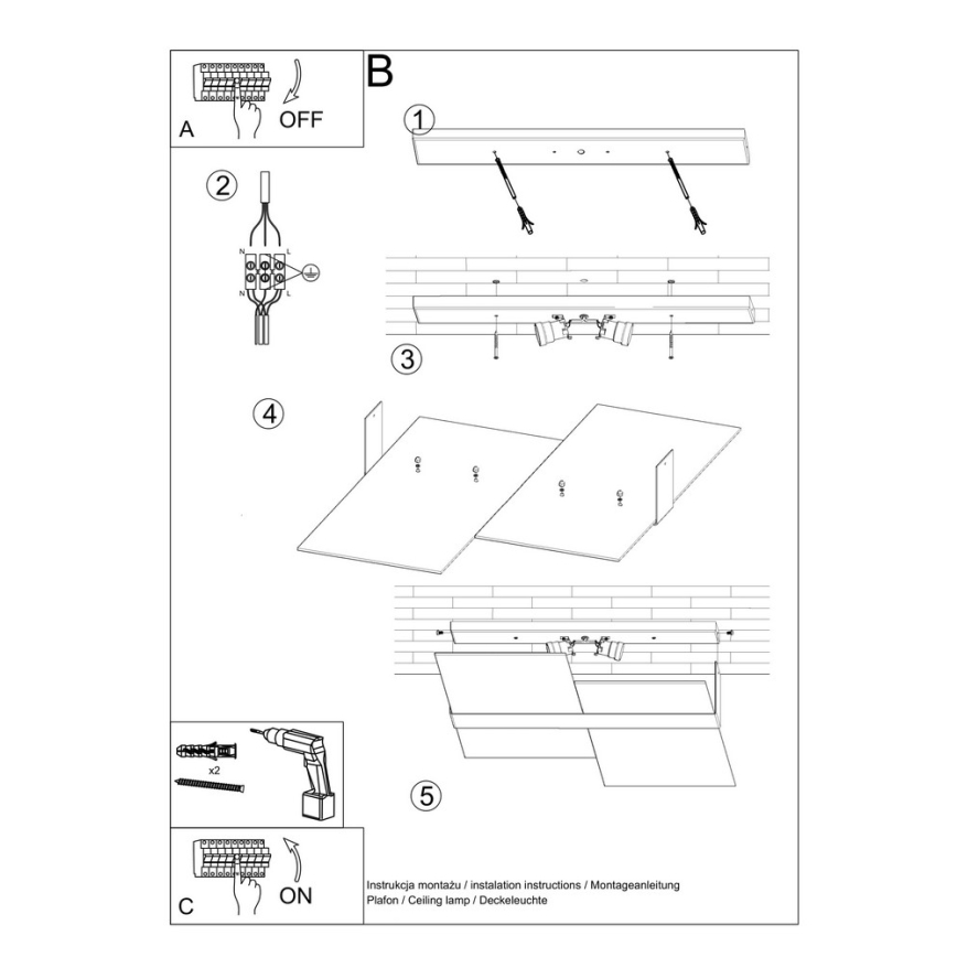 Φωτιστικό οροφής MASSIMO 2xE27/60W/230V λευκό/γυαλιστερό χρώμιο
