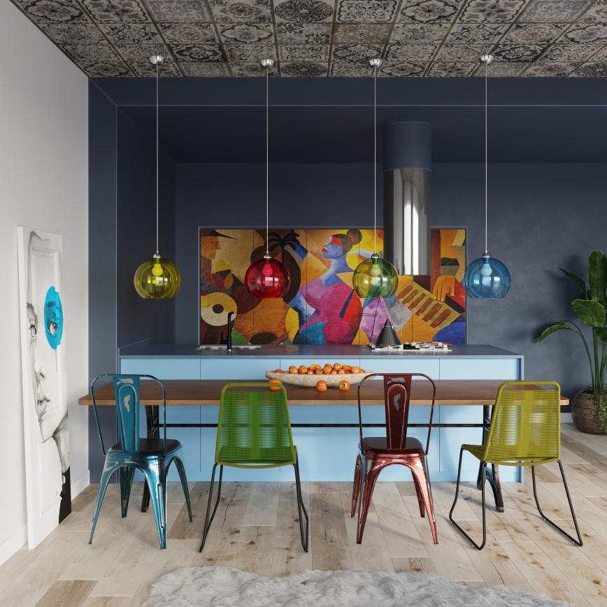 Κρεμαστό φωτιστικό με καλώδιο BALL 1xE27/15W/230V διάμ. 30 cm διάφανο