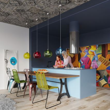 Κρεμαστό φωτιστικό με καλώδιο BALL 1xE27/15W/230V διάμ. 30 cm διάφανο