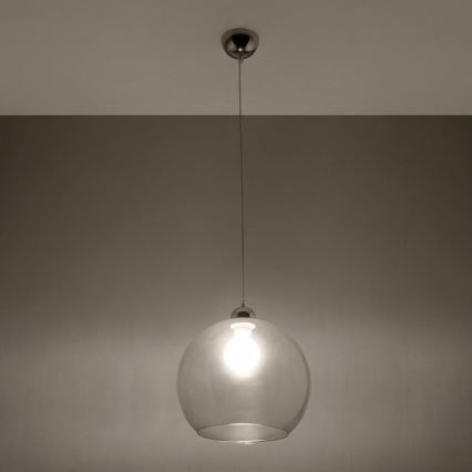 Κρεμαστό φωτιστικό με καλώδιο BALL 1xE27/15W/230V, διάμ. 30 cm, διάφανο γυαλί / γυαλιστερό χρώμιο